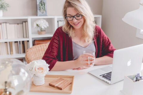 A Women working in Home Office