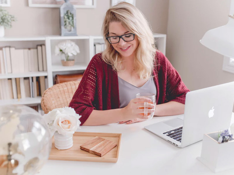 A Women working in Home Office